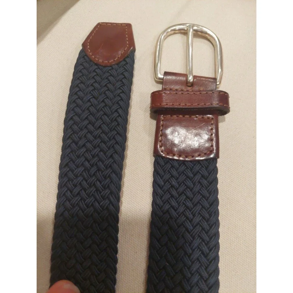 Navy Stretch Belt Braided Elastic Fabric Woven Belt 32 (81) England Spoke London
